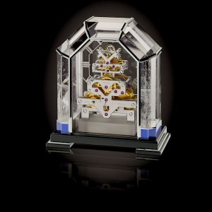 Réinterprétation de la pendule Vacheron Constantin Métiers d'Art en cristal de roche.