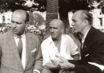 Juan Manuel Fangio, Giuseppe Farina et Louis Chiron à Monaco en 1959. Le monégasque vient alors tout juste d'être nommé directeur de la course