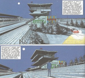 Virée nocturne de Michel Vaillant sur le circuit des 24 Heures du Mans dans La Prisonnière