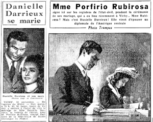 Mariage de Porfirio Rubirosa et Danielle Darieux à Vichy, en 1942